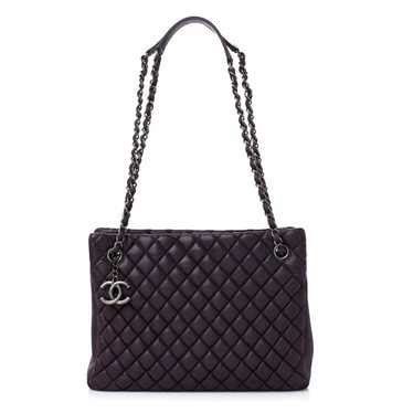 CHANEL Calfskin Bubble Quilt Frame Bag Blue 